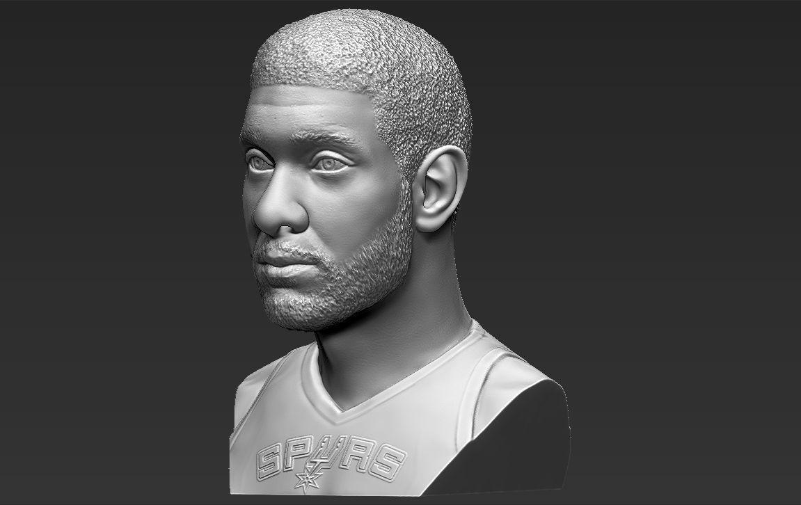 Tim Duncan bust 3D printing ready stl obj formats 3D print model_2