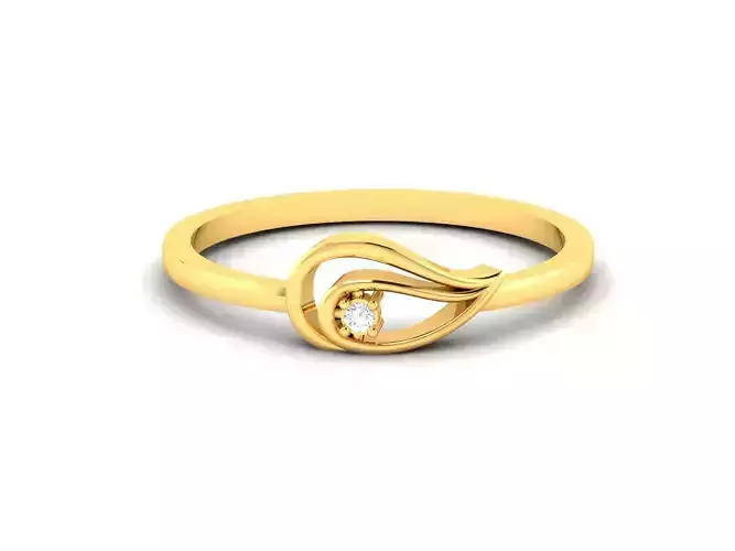 Women Leaf Flower Band Ring 3dm render detail