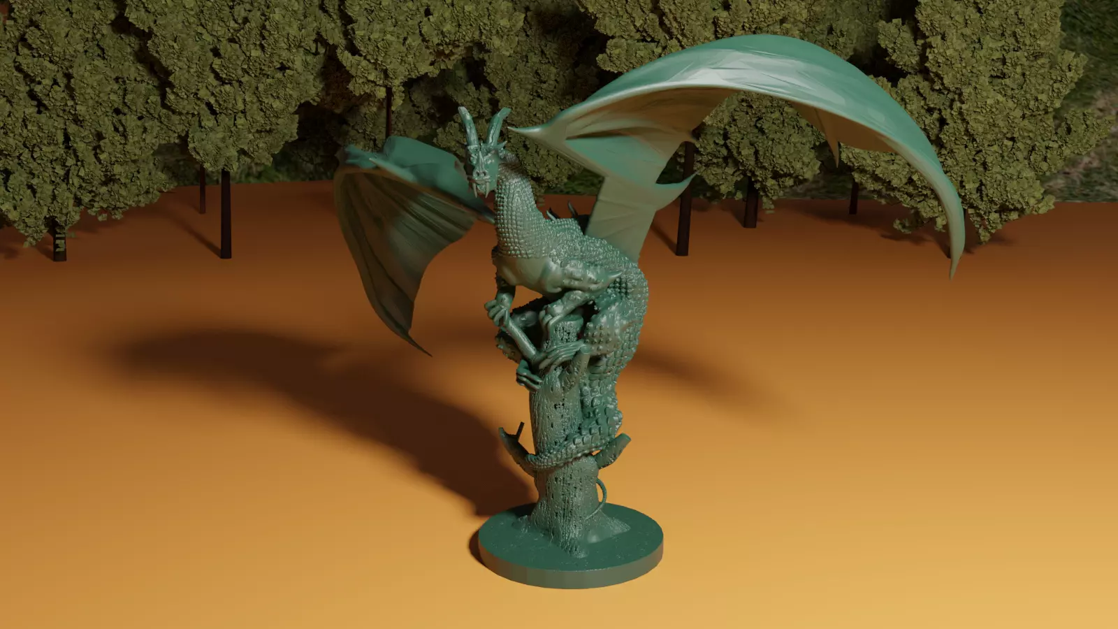 Dragon on Broken Tree 3D print model