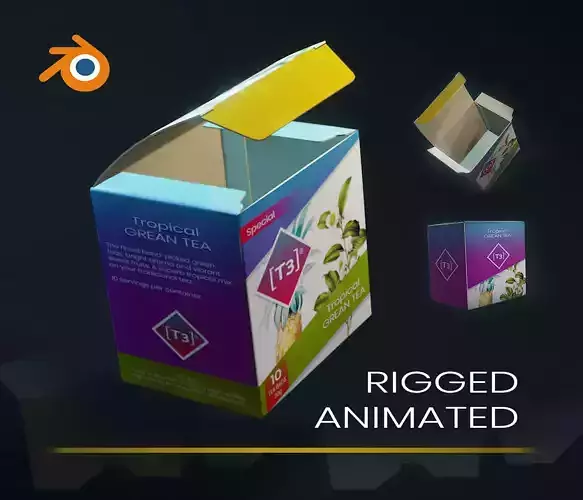 Rigged Dieline for Box Packaging Design and Product Animation 3D model