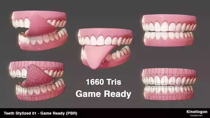Teeth Stylized 01 - Game Ready PBR - Low-poly 3D model
