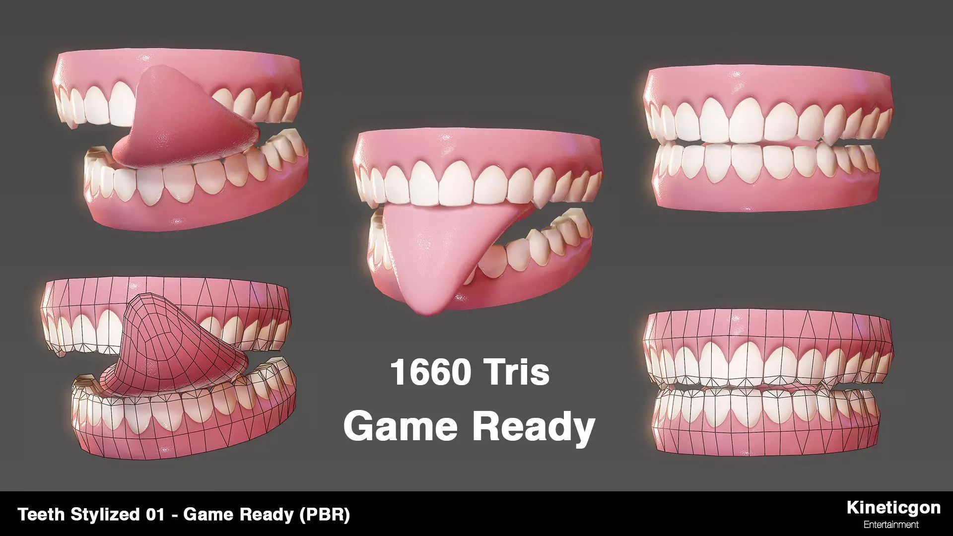 Teeth Stylized 01 - Game Ready PBR - Low-poly 3D model_0
