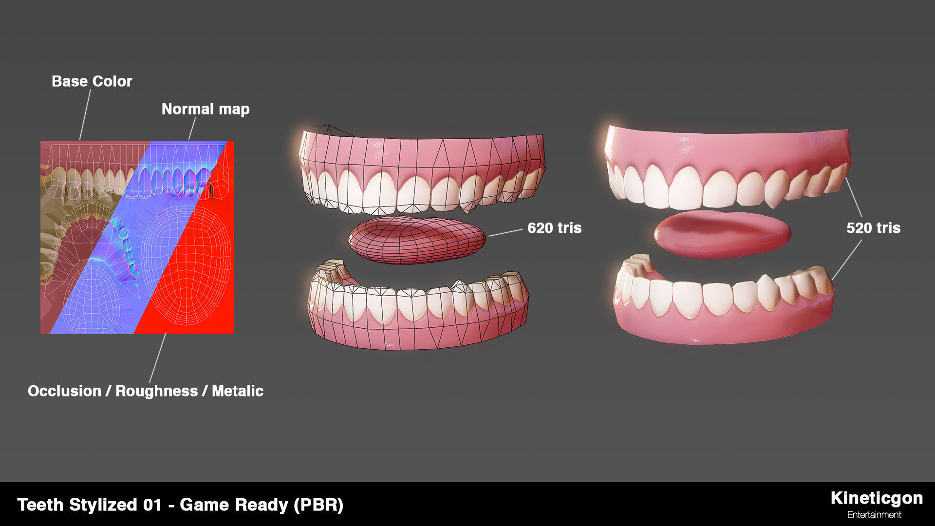 Teeth Stylized 01 - Game Ready PBR - Low-poly 3D model_1