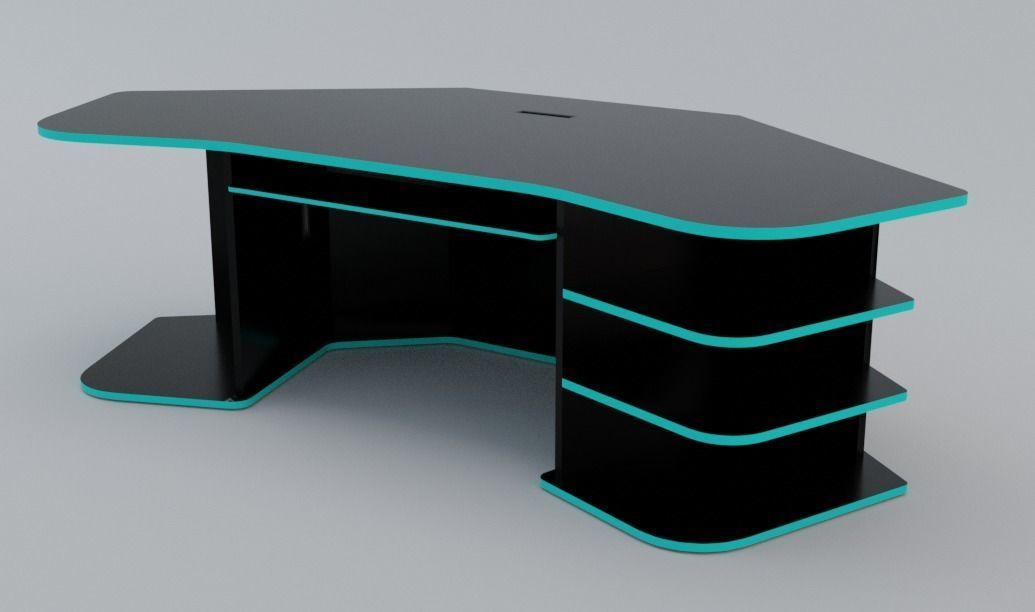 Eccentric Neon Gaming Desk Low poly PBR Low-poly 3D model_2
