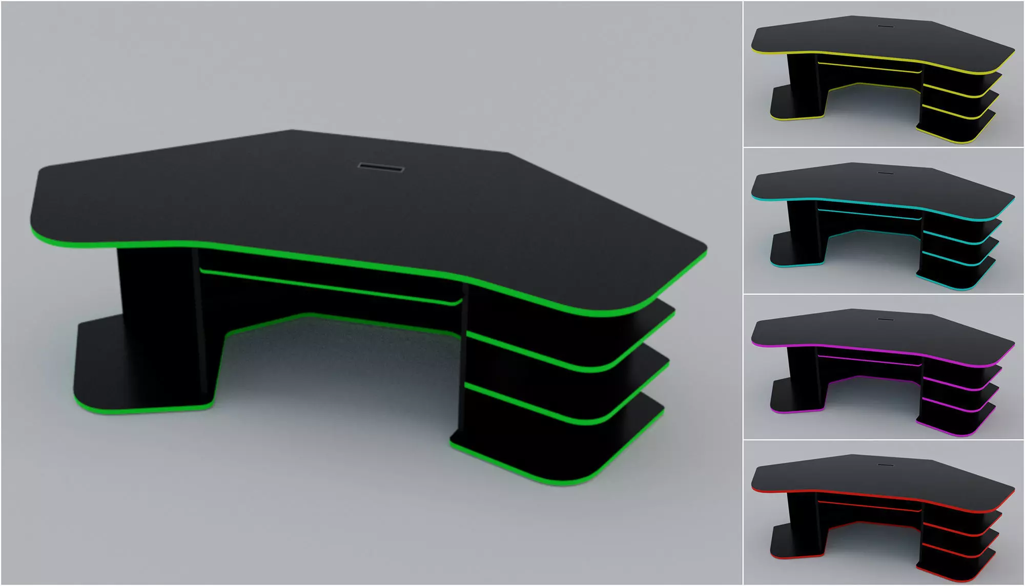 Eccentric Neon Gaming Desk Low poly PBR Low-poly 3D model_0