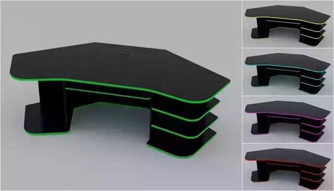 Eccentric Neon Gaming Desk Low poly PBR