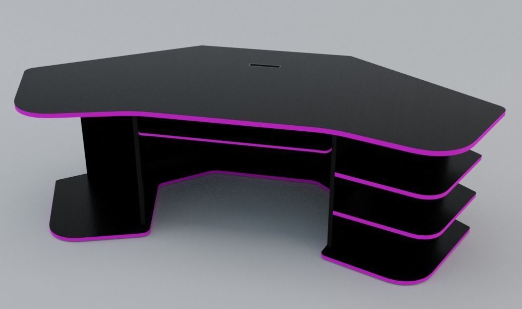 Eccentric Neon Gaming Desk Low poly PBR Low-poly 3D model_9