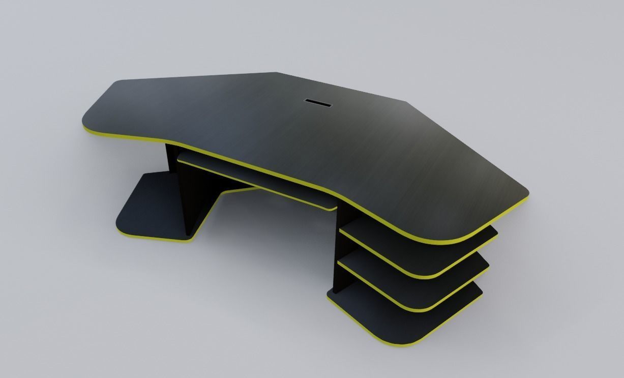 Eccentric Neon Gaming Desk Low poly PBR Low-poly 3D model_25