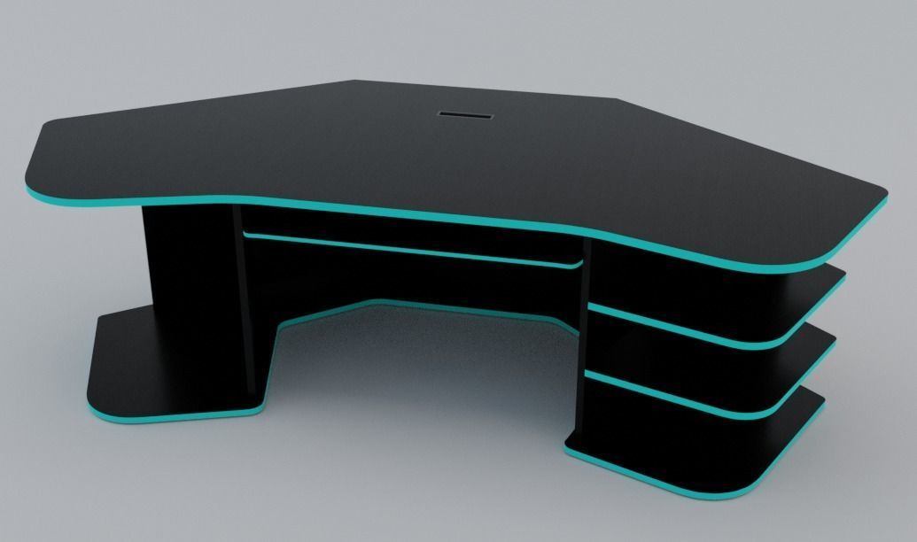 Eccentric Neon Gaming Desk Low poly PBR Low-poly 3D model_3