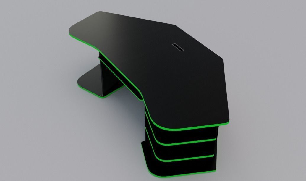 Eccentric Neon Gaming Desk Low poly PBR Low-poly 3D model_16