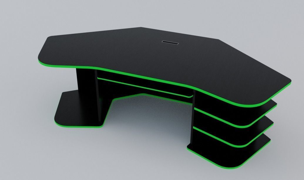 Eccentric Neon Gaming Desk Low poly PBR Low-poly 3D model_11