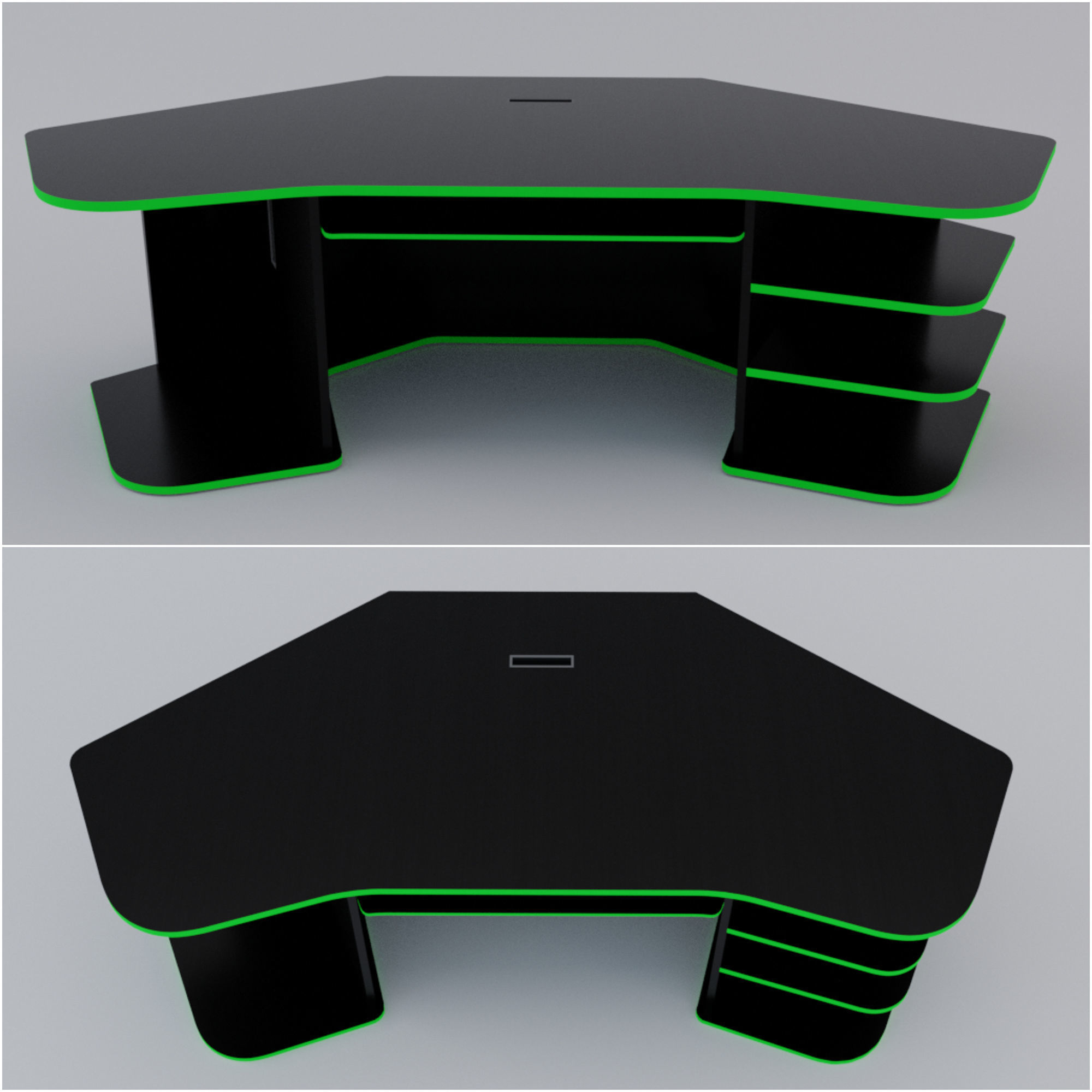 Eccentric Neon Gaming Desk Low poly PBR Low-poly 3D model_1