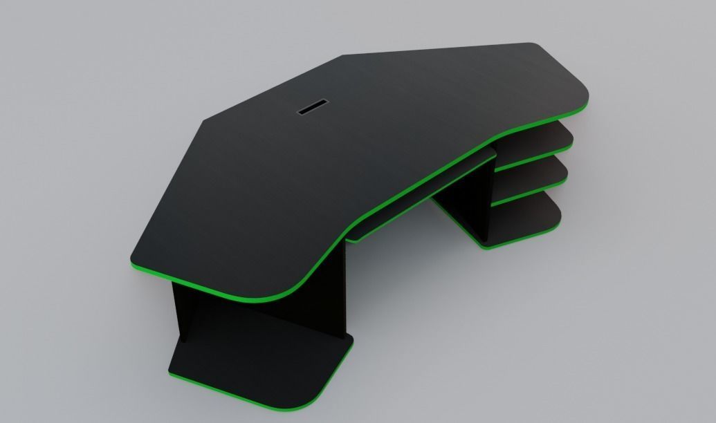 Eccentric Neon Gaming Desk Low poly PBR Low-poly 3D model_17