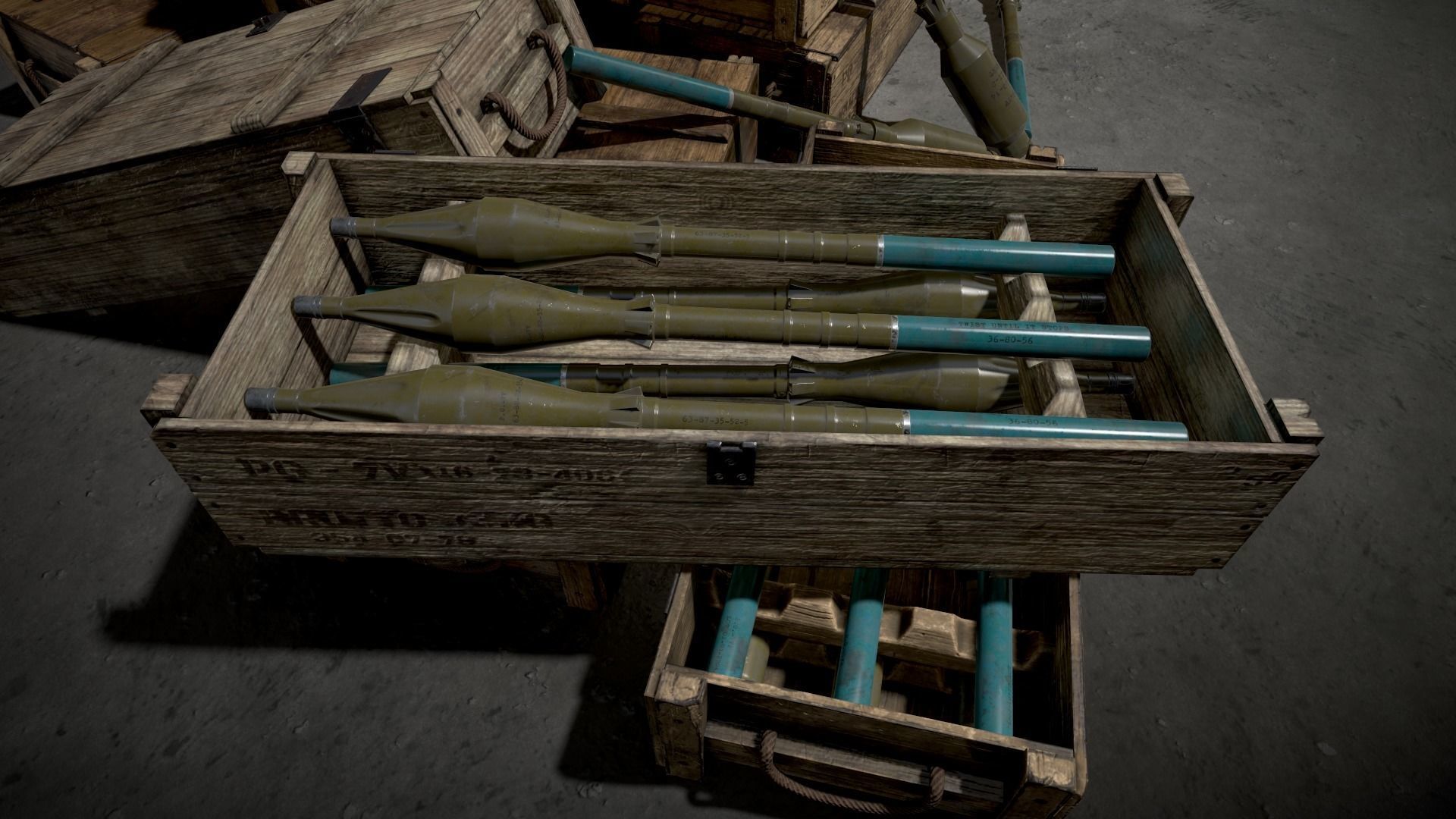 Military Crate with shots for RPG-7 Free low-poly 3D model_4