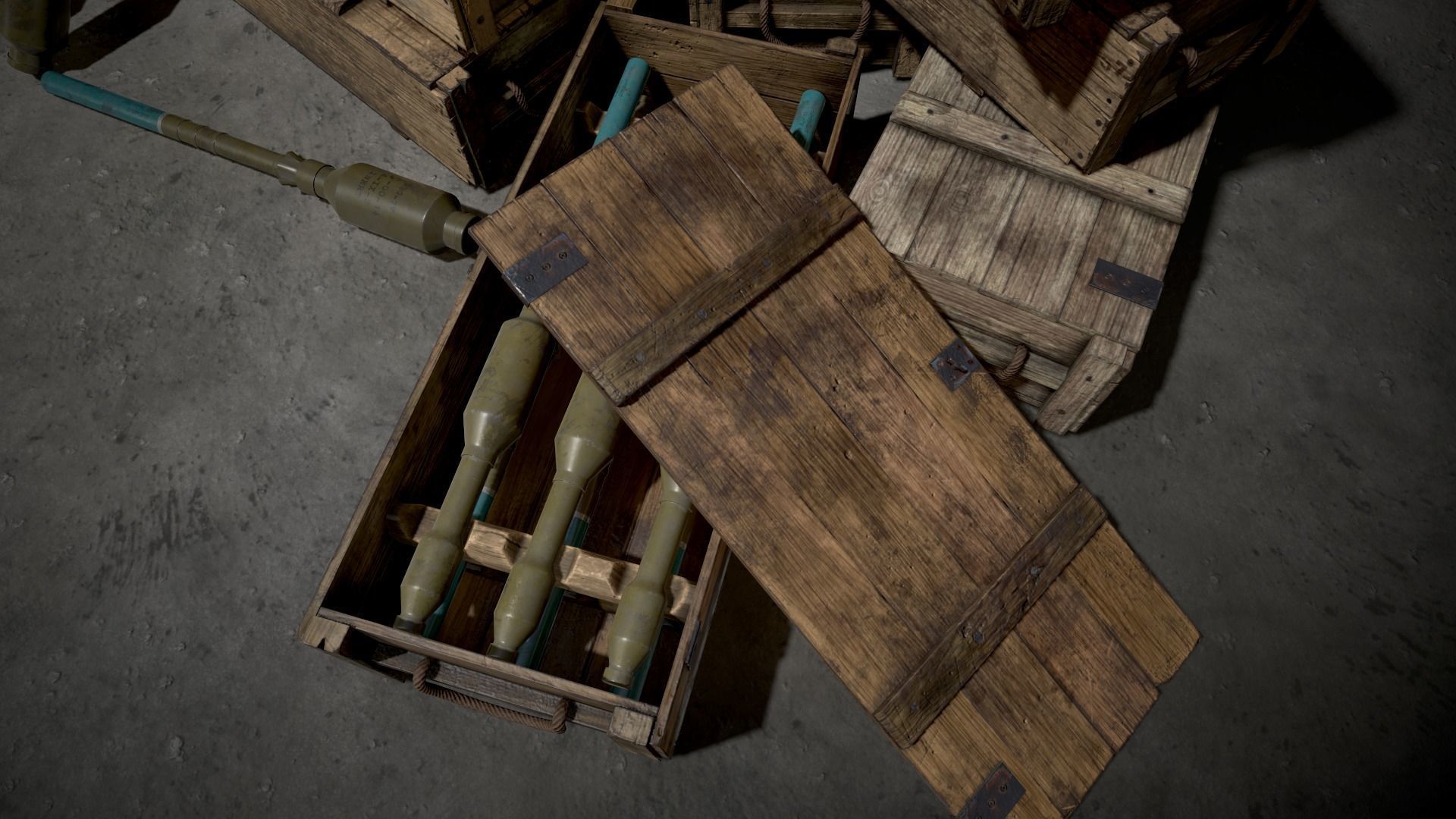 Military Crate with shots for RPG-7 Free low-poly 3D model_7