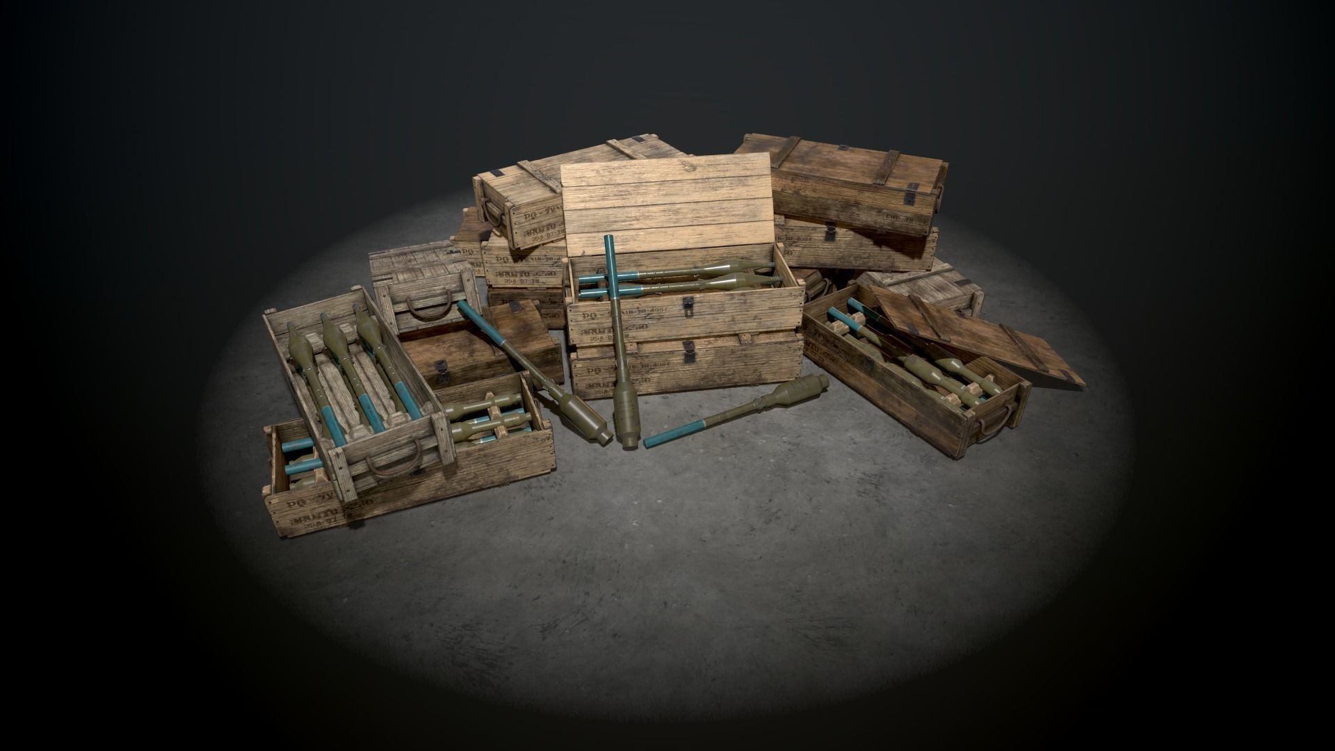 Military Crate with shots for RPG-7 Free low-poly 3D model_0