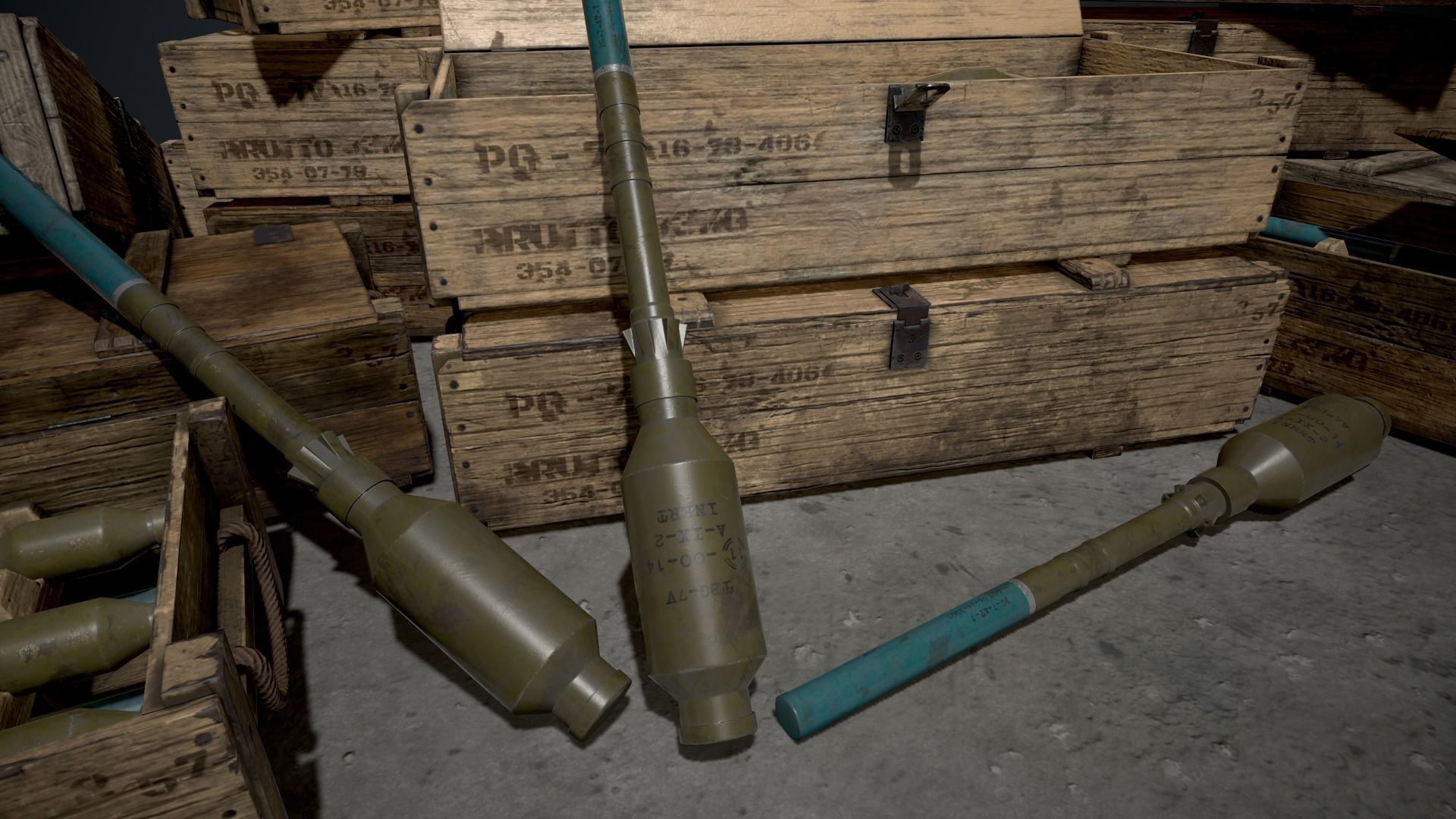 Military Crate with shots for RPG-7 Free low-poly 3D model_6
