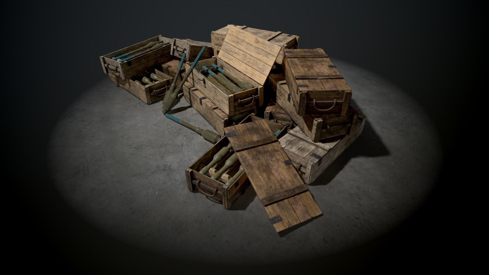 Military Crate with shots for RPG-7 Free low-poly 3D model_3