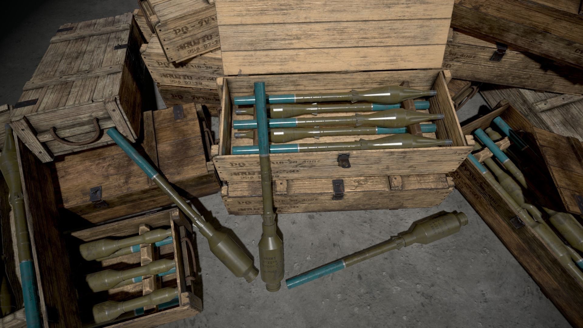Military Crate with shots for RPG-7 Free low-poly 3D model_5