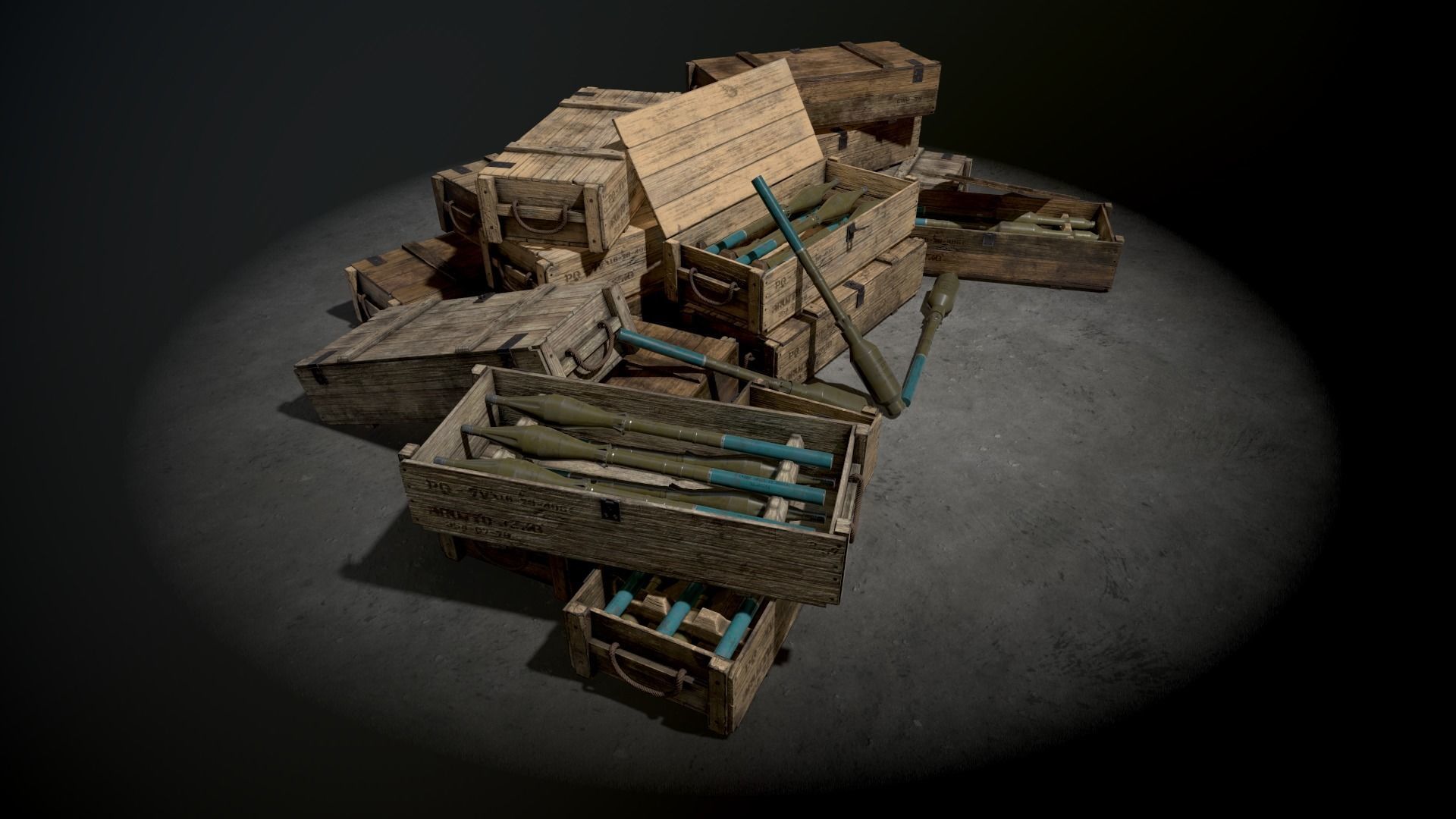 Military Crate with shots for RPG-7 Free low-poly 3D model_2