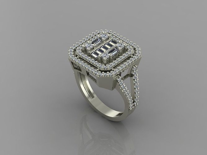 GC GOLD T85- Baguette ring Diamond gold  3D print model
