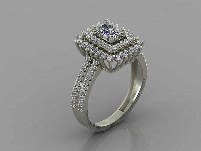 GC GOLD T87- Baguette ring Diamond gold  3D print model