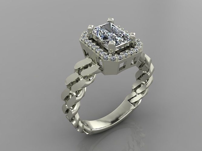 GC GOLD T88- Baguette ring  Diamond gold  3D print model