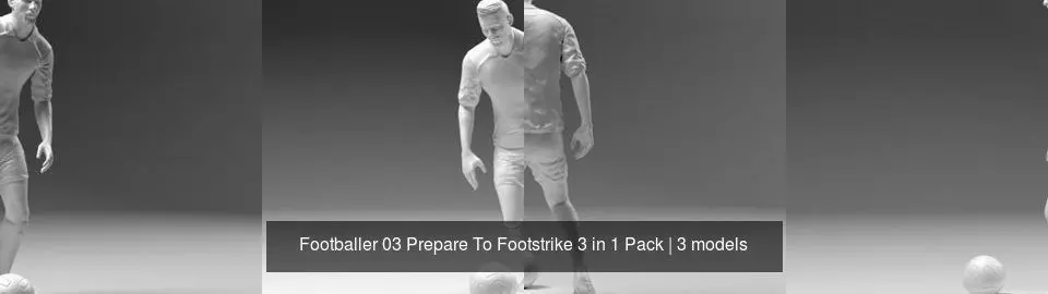 Footballer 03 Prepare To Footstrike 3 in 1 Pack 3D Model Collection_0
