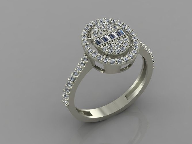 GC GOLD T90- Baguette ring Diamond gold  3D print model