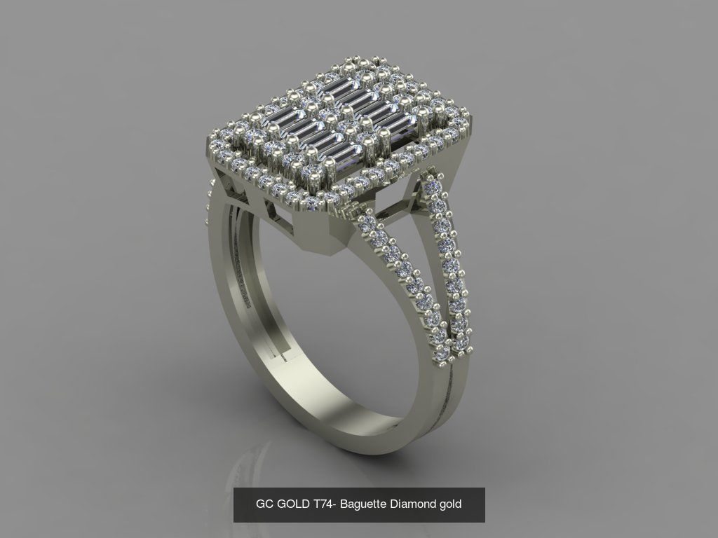 GC GOLD - Baguette Diamond gold  3D Model Collection_6