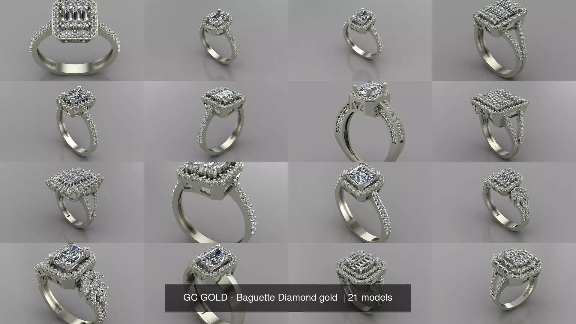 GC GOLD - Baguette Diamond gold  3D Model Collection_0