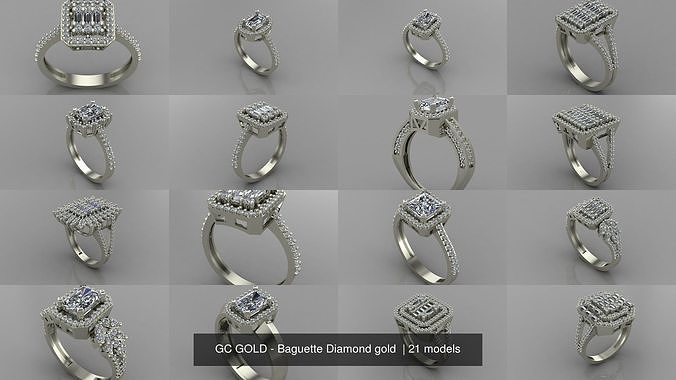 GC GOLD - Baguette Diamond gold  3D Model Collection