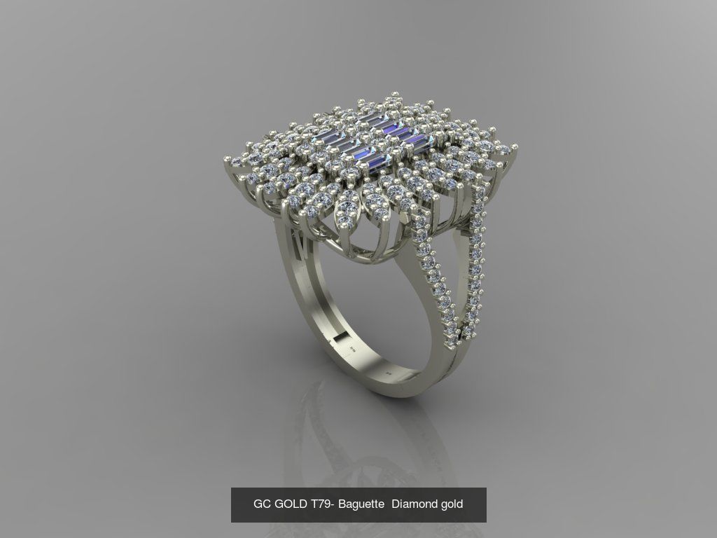 GC GOLD - Baguette Diamond gold  3D Model Collection_11