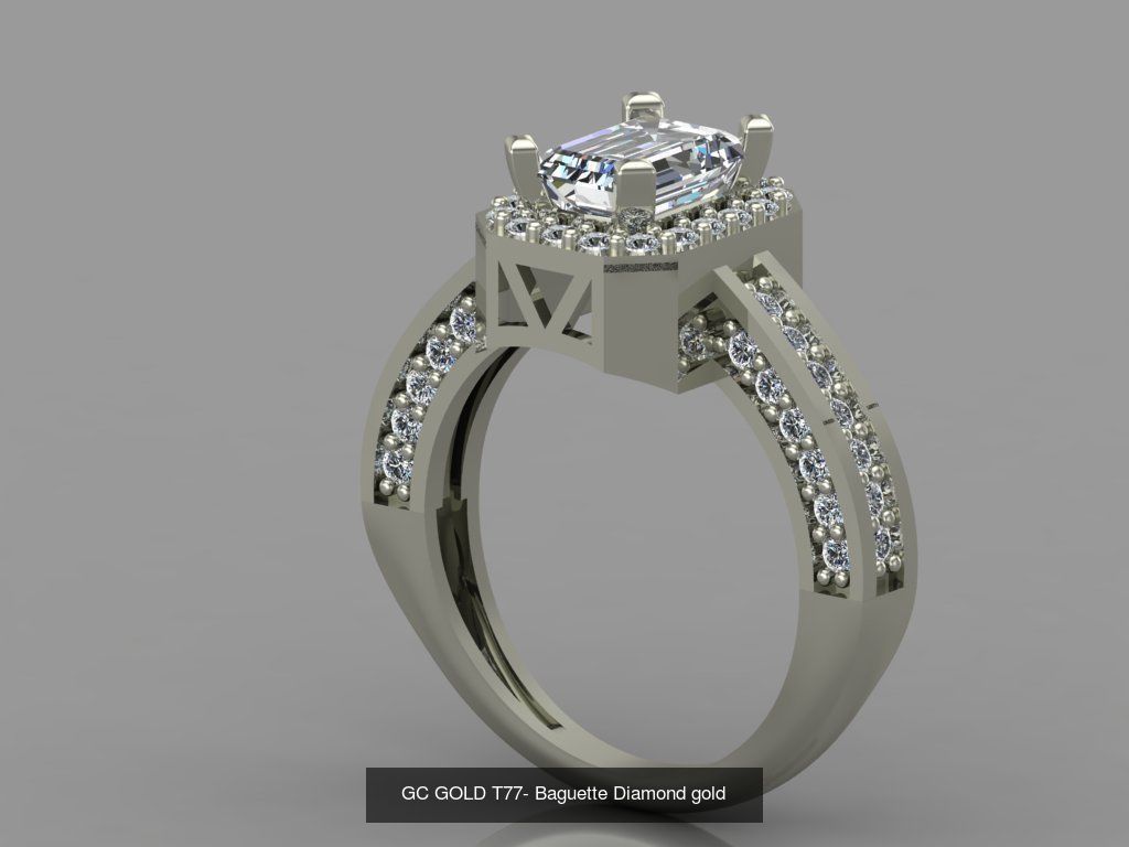 GC GOLD - Baguette Diamond gold  3D Model Collection_9