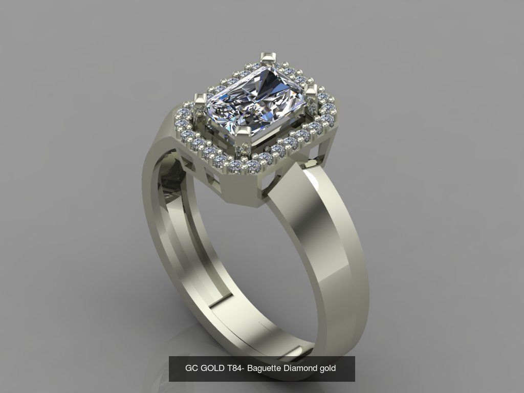 GC GOLD - Baguette Diamond gold  3D Model Collection_16
