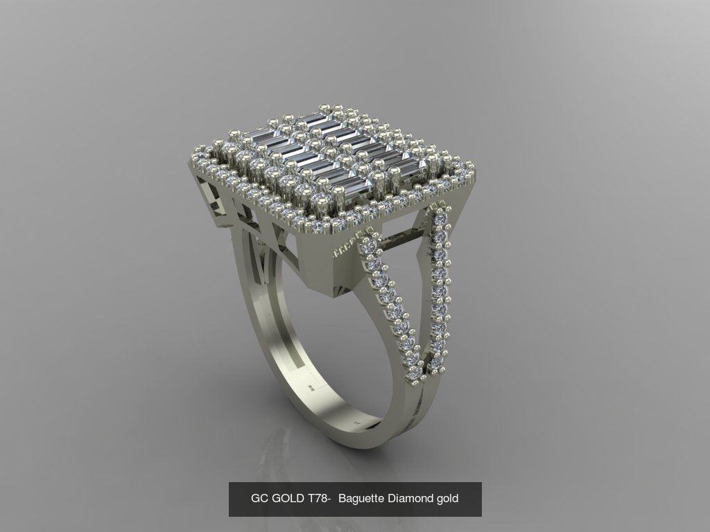 GC GOLD - Baguette Diamond gold  3D Model Collection_10