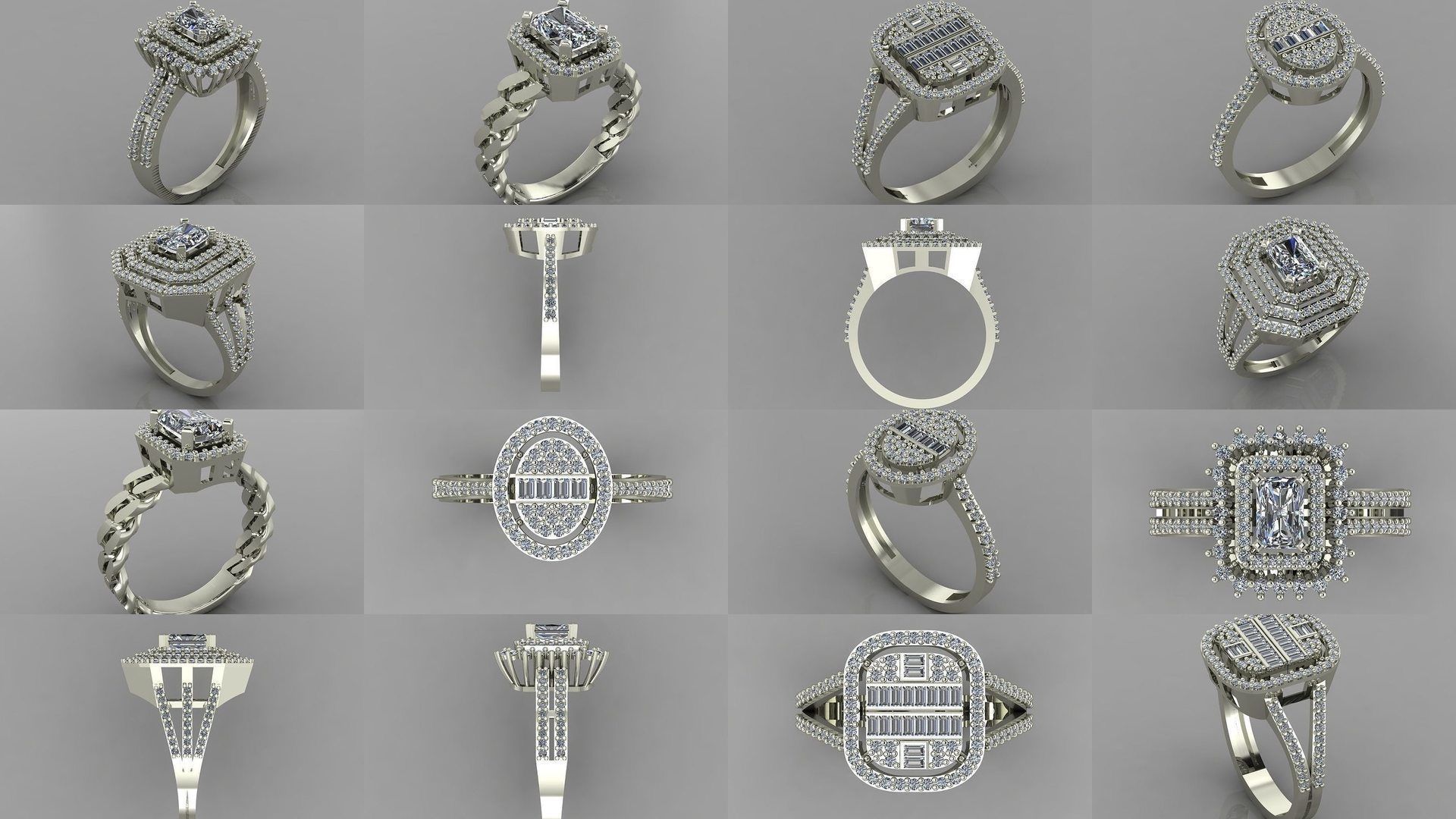 GC GOLD - Baguette Diamond gold  3D Model Collection_1