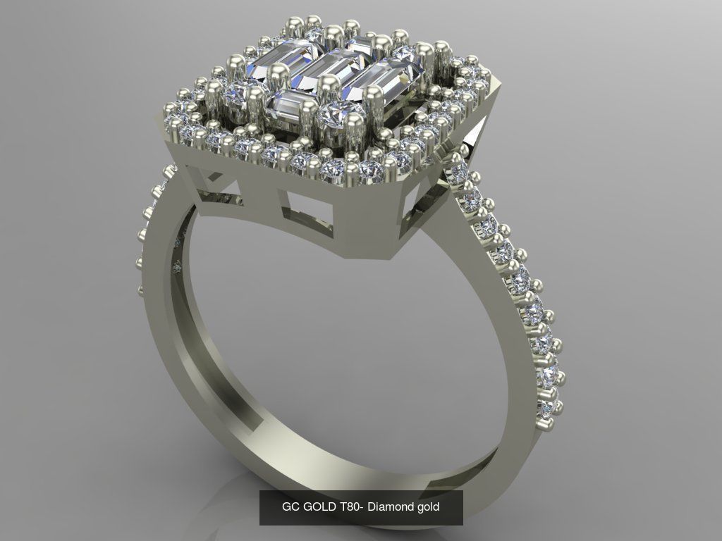 GC GOLD - Baguette Diamond gold  3D Model Collection_12