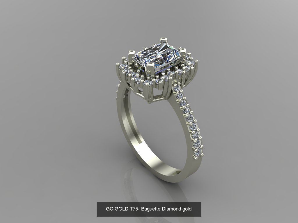 GC GOLD - Baguette Diamond gold  3D Model Collection_7