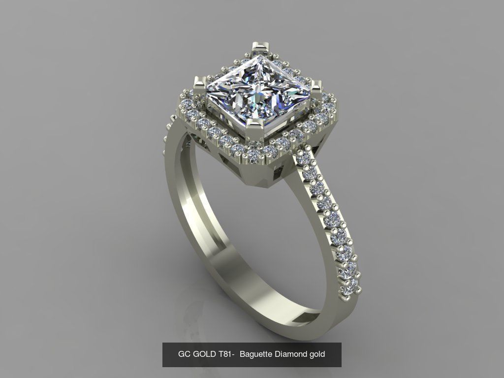 GC GOLD - Baguette Diamond gold  3D Model Collection_13