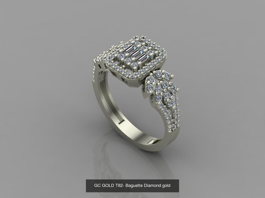 GC GOLD - Baguette Diamond gold  3D Model Collection_14
