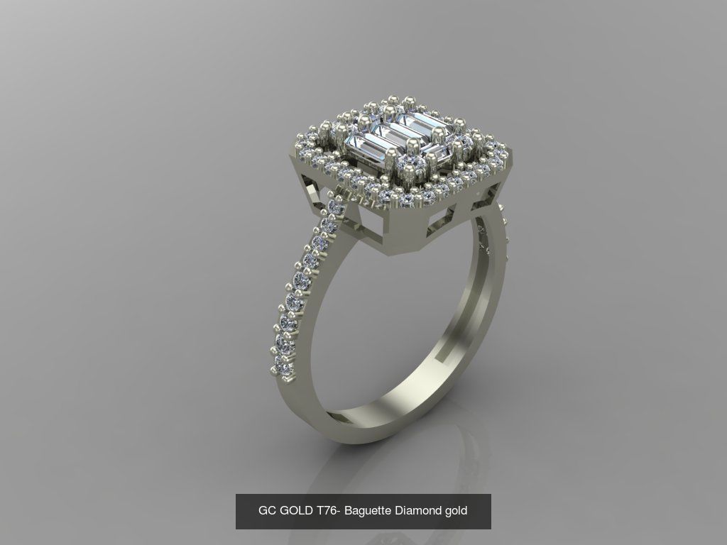 GC GOLD - Baguette Diamond gold  3D Model Collection_8