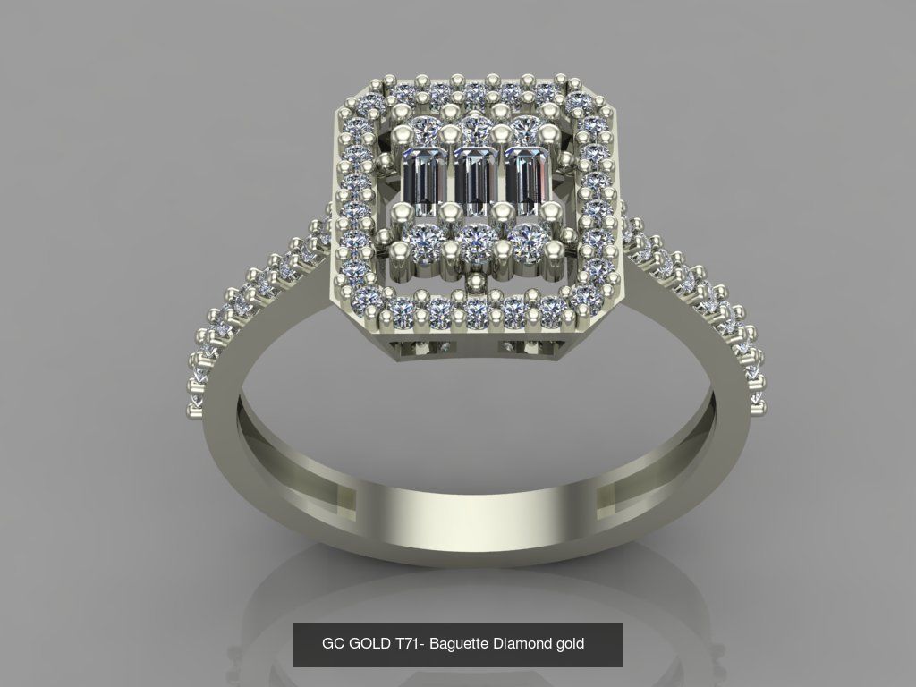GC GOLD - Baguette Diamond gold  3D Model Collection_3