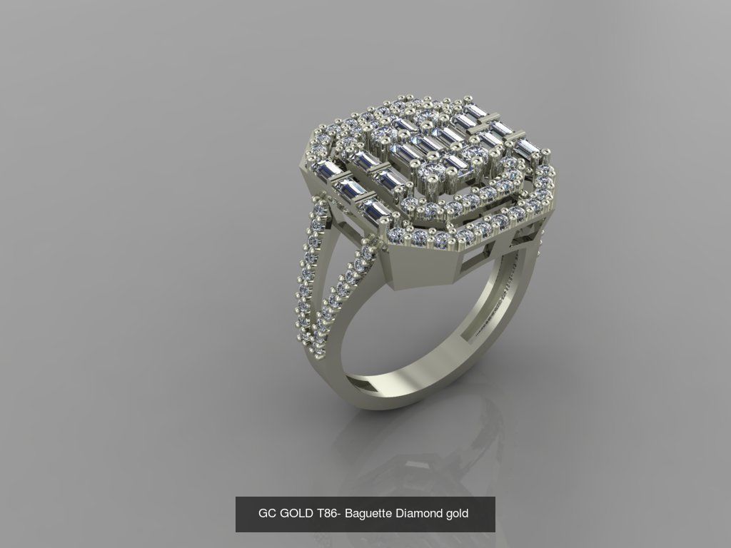 GC GOLD - Baguette Diamond gold  3D Model Collection_18