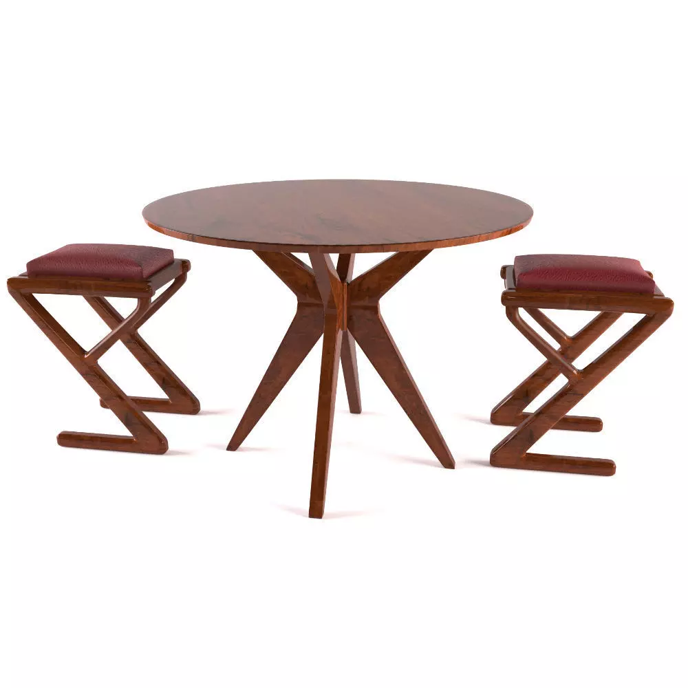 dining table and chair Glossy Wood Free 3D model