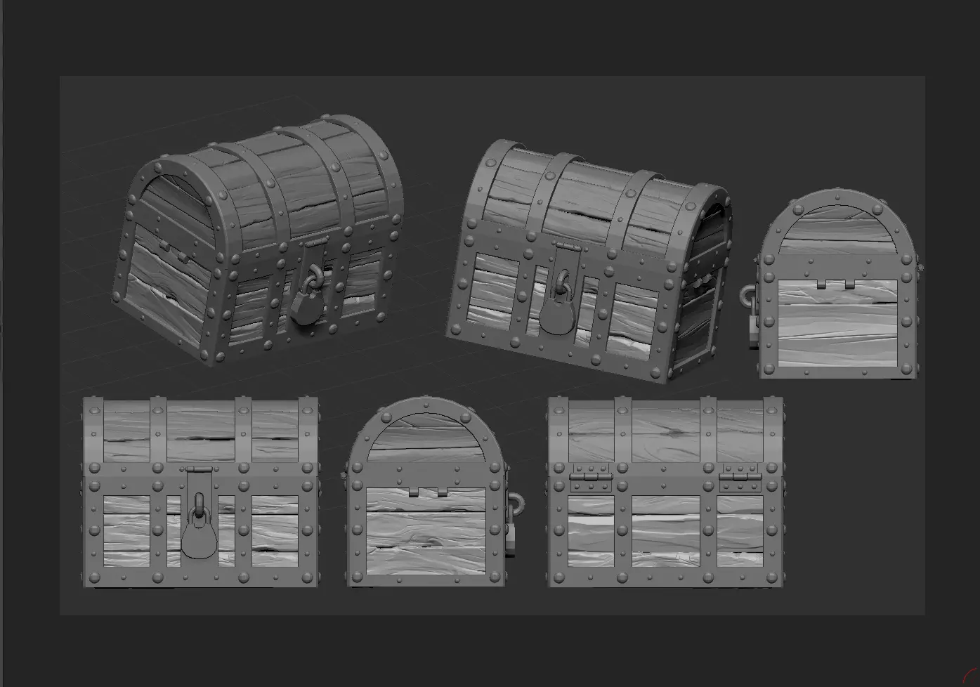 Chest treasure 3D print model_0