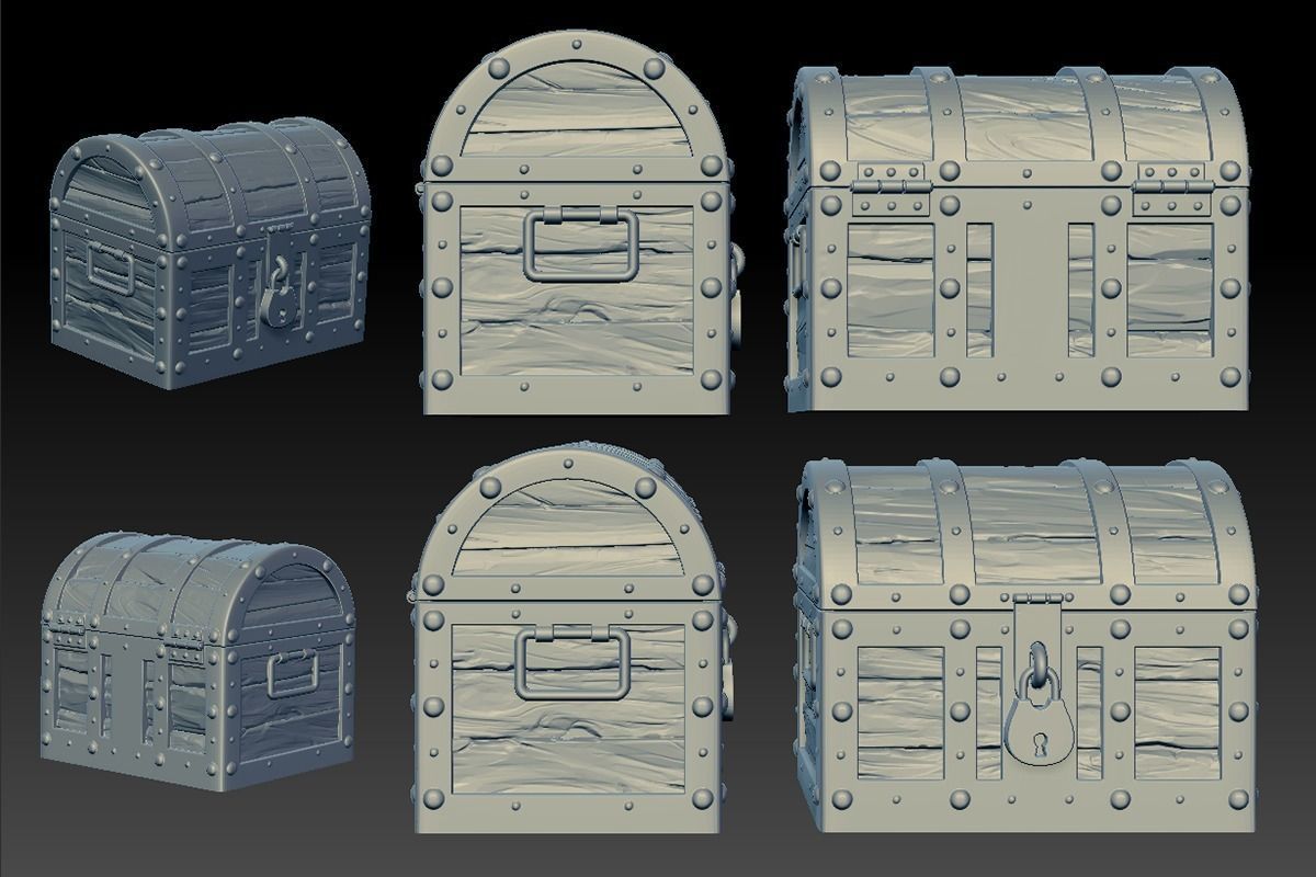 Chest treasure 3D print model_1
