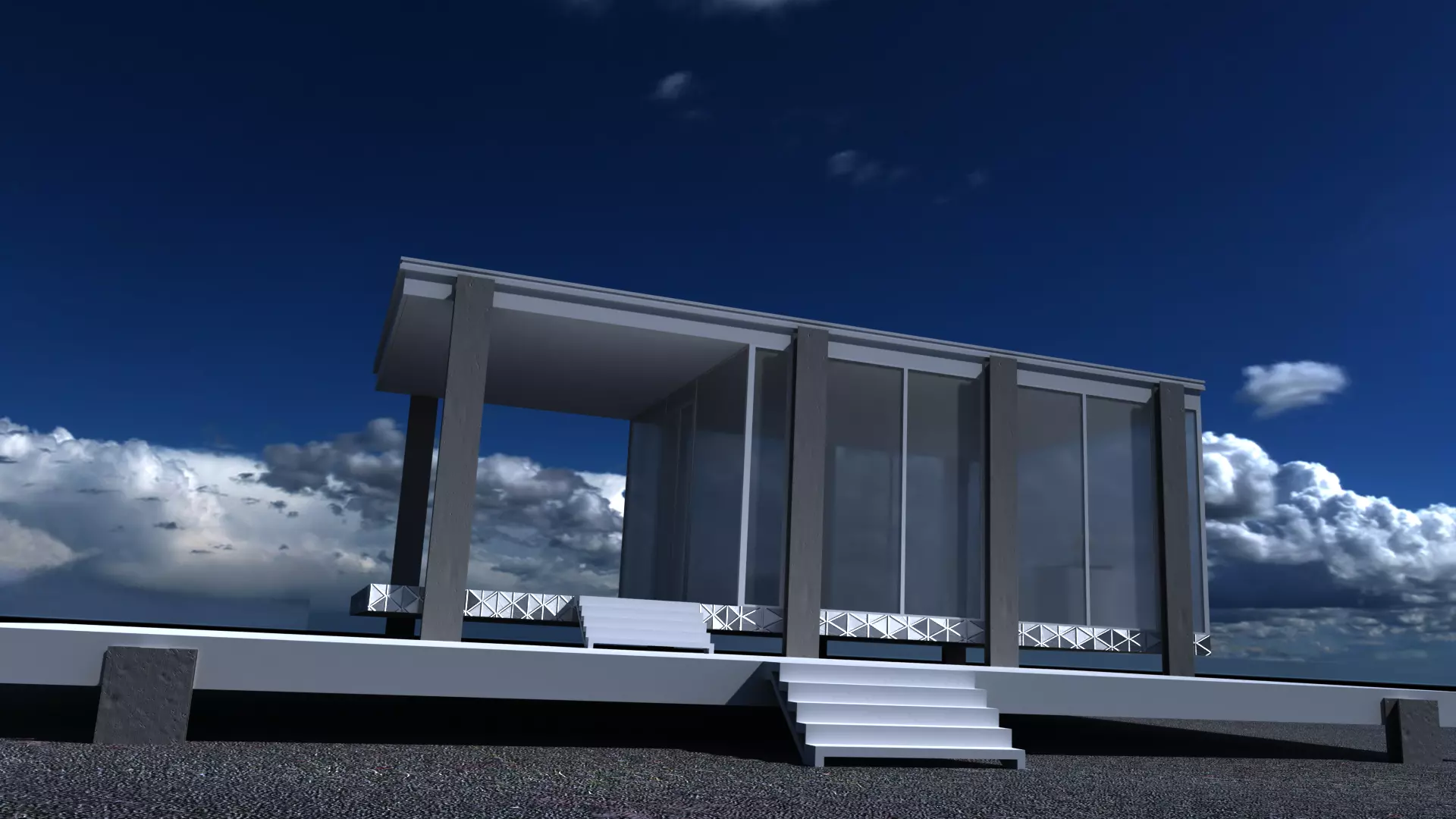 Farnsworth House Low-poly 3D model_0