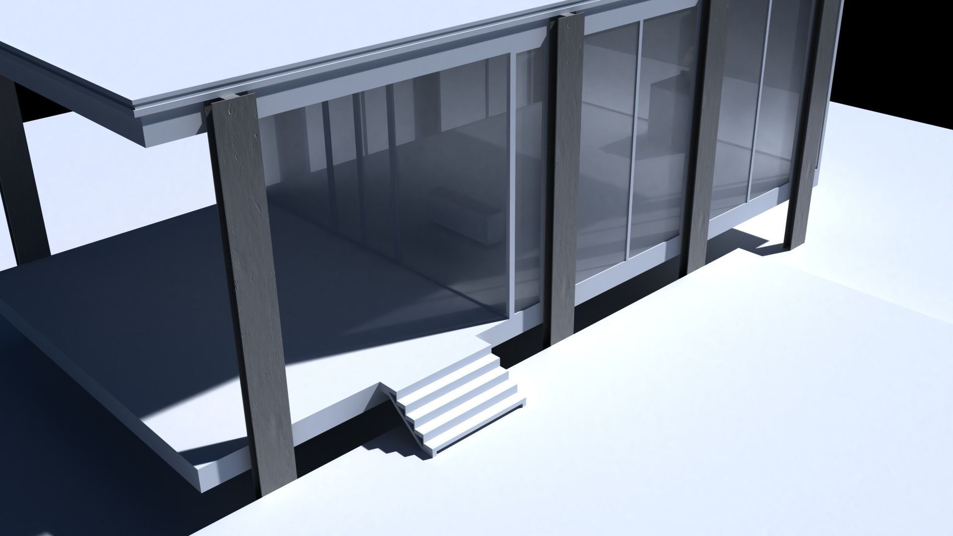 Farnsworth House Low-poly 3D model_2