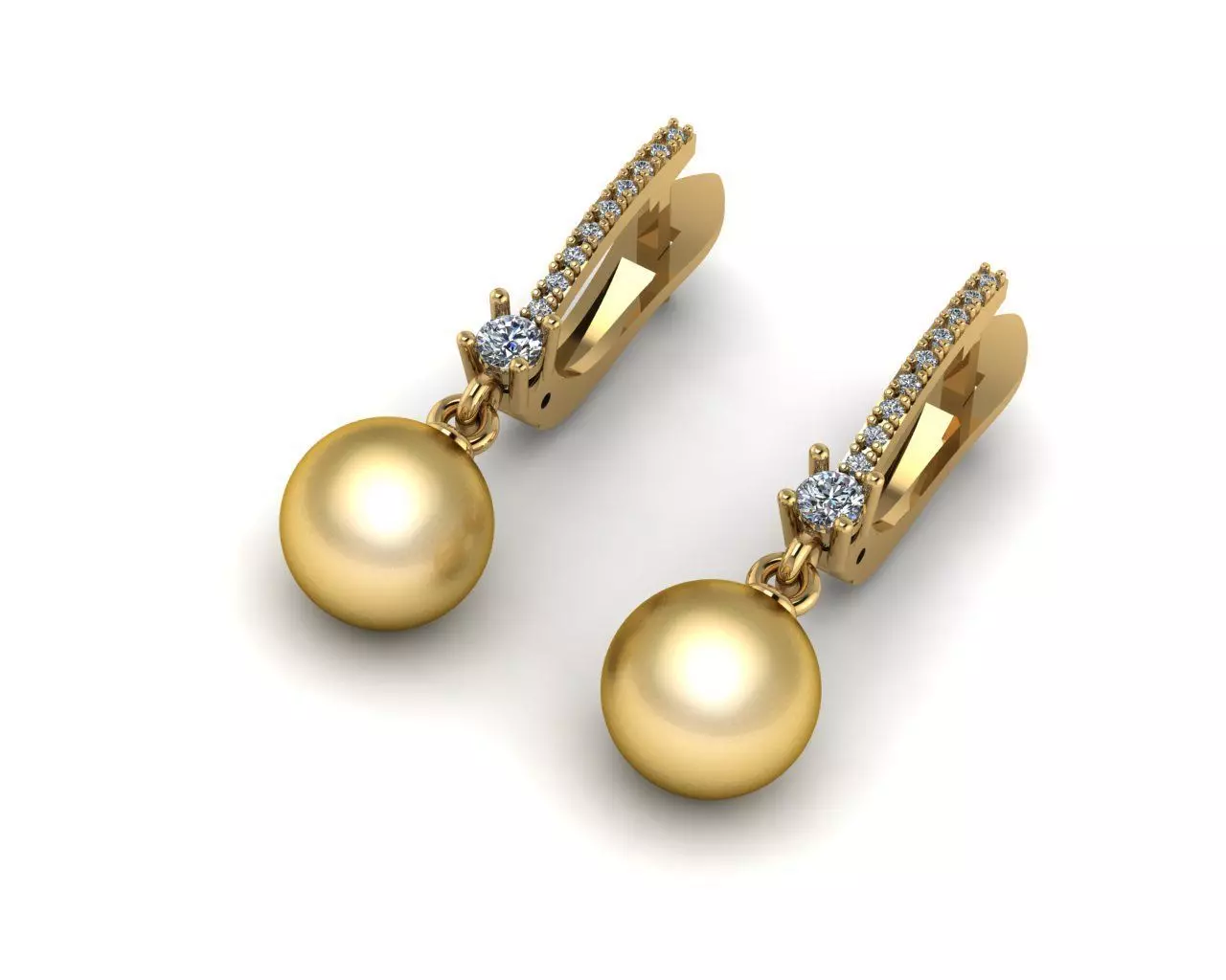 Gorgeous Earrings with Pearl and Diamonds 3D print model